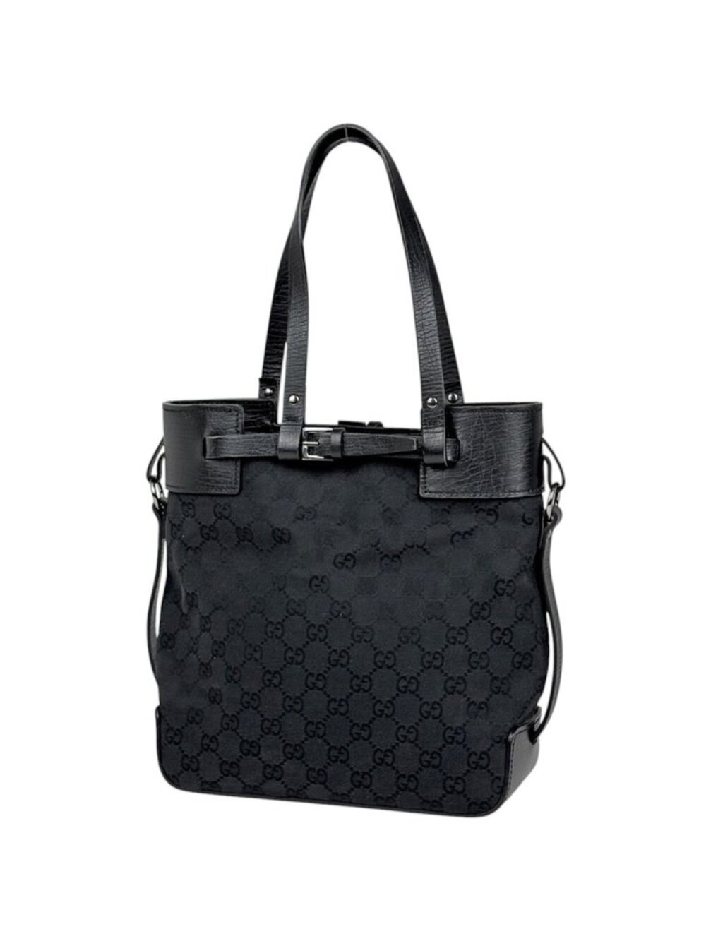 Gucci Tote Bag GG Pattern Canvas Black